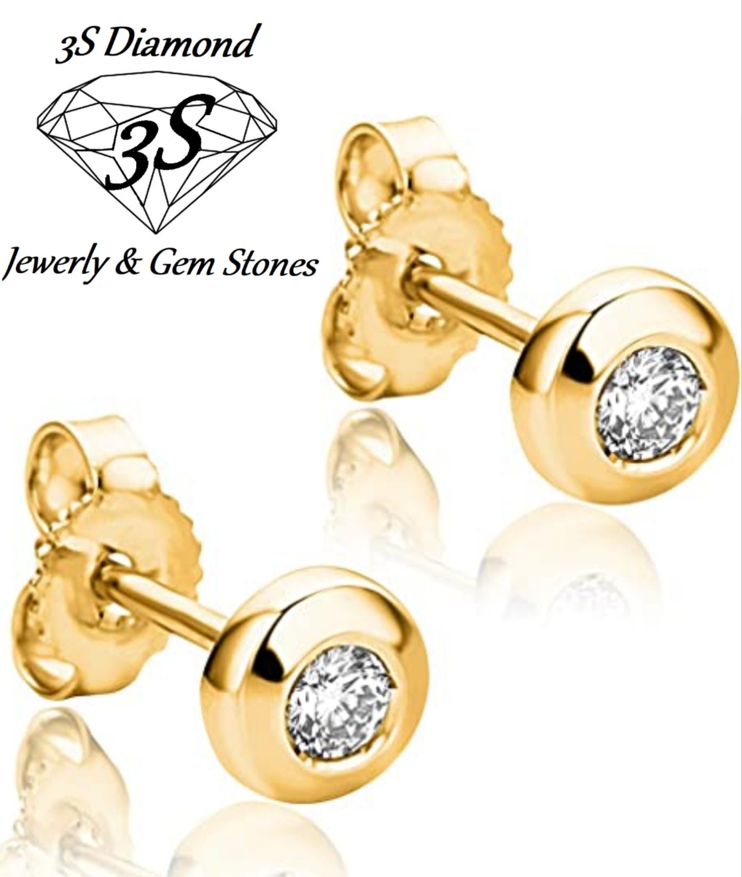 light onion earrings in 18k yellow gold and 2 natural diamonds 0.70 ct