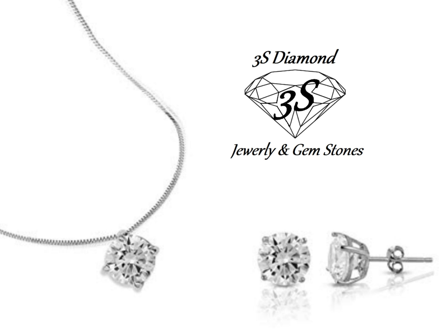 set completo ciondolo e orecchini punto luce oro 18k 750 e diamanti naturali 1,05 ct D VVS1