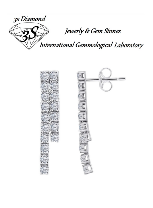 boucles d'oreilles tennis en or blanc 18 carats et 2 diamants naturels 1,36ct