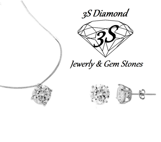 parure complète pendentif et boucles d'oreilles point lumineux en or 18 carats 750 et diamants naturels 0,75 ct couleur D VVS1