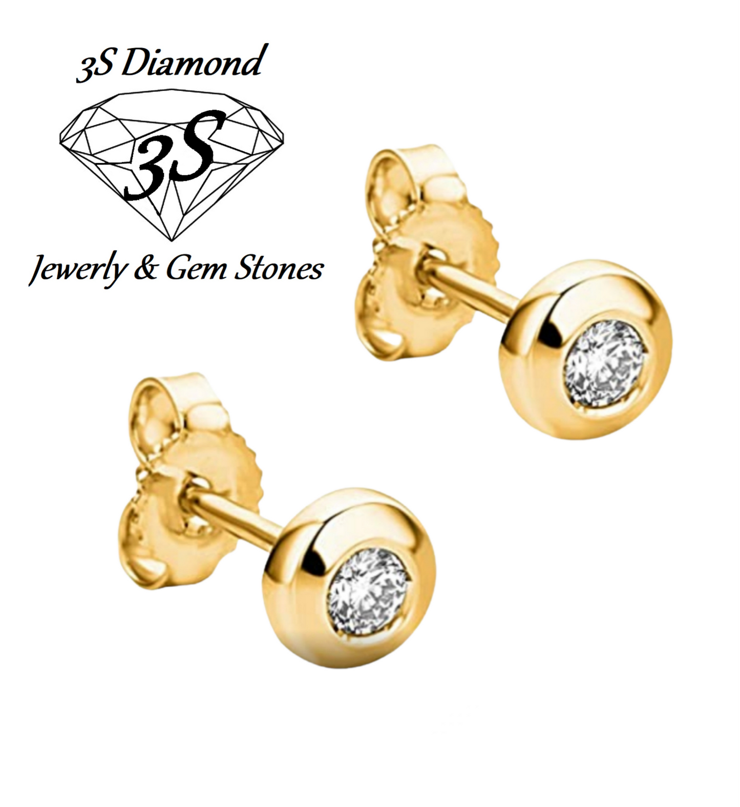 boucles d'oreilles oignon point lumineux en or jaune 18 carats et 2 diamants naturels 0,60 ct